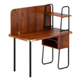**Technische titel in het Nederlands: Minimalistisch bureau met houten afwerking en metalen poten**
