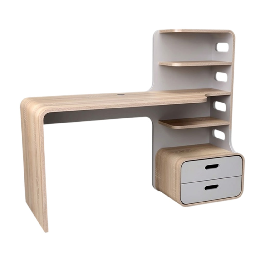 **Technische titel in het Nederlands: Moderne bureau met opbergkasten en planken**