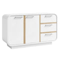 **Moderne kast met witte afwerking en houten accenten**