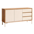 **Technische titel in het Nederlands: Moderne houten dressoir met lades en deuren**