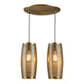 Technische titel in het Nederlands: **Moderne Hanglamp met Twee Gouden Lampenkappen**